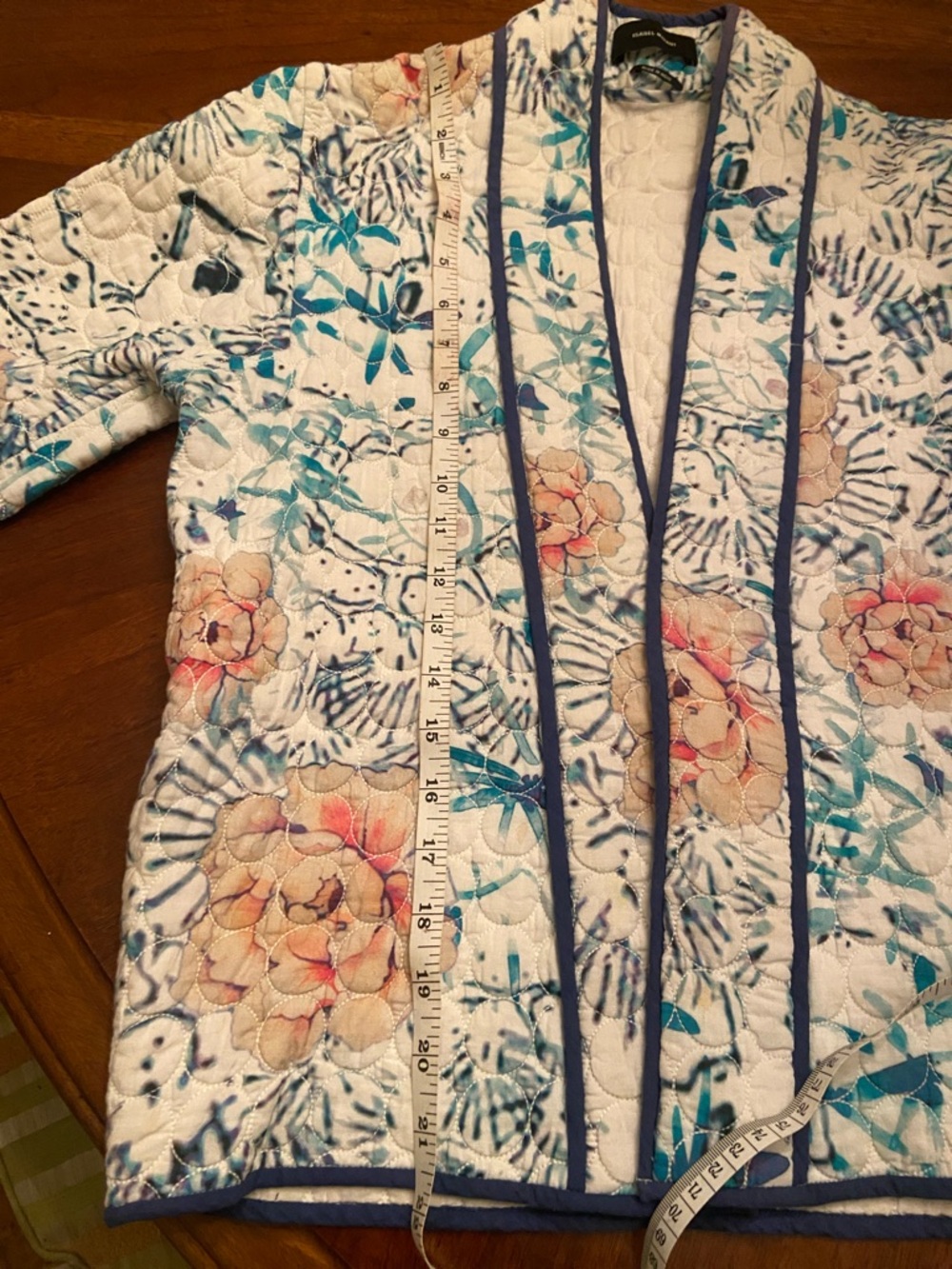 Isabel Marant White Quilted Cotton Floral Open Jacket with Navy Trim - Picture 10 of 10